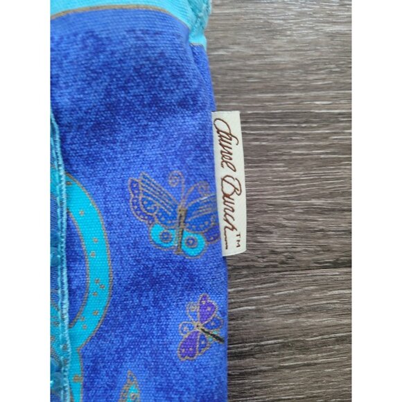 Laurel Burch Blue Cat Butterfly Canvas Handbag Tote Designer Tapestry - Picture 8 of 16